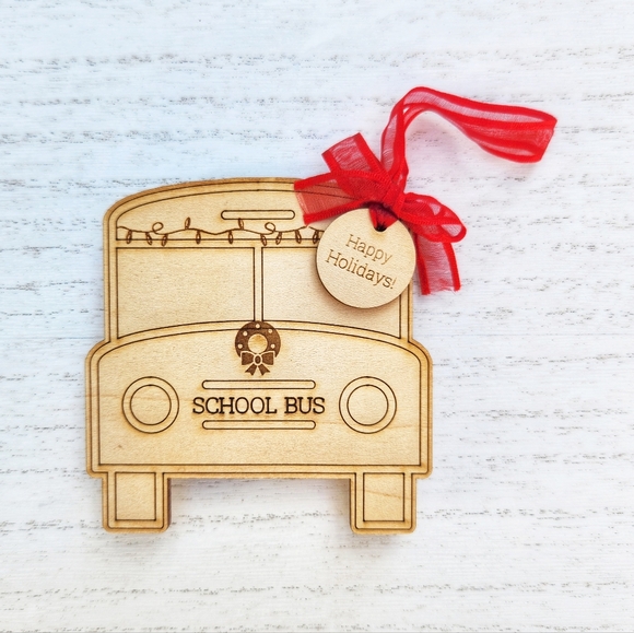 SCHOOL BUS DRIVER GIFT!!! Laser Cut & Engraved Gift Card Holder Ornament - Picture 3 of 5